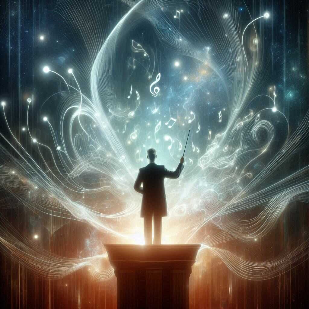 Un chef d’orchestre dirigeant un orchestre, symbolisant l'inconscient qui coordonne nos actions, nos comportements, nos pensées